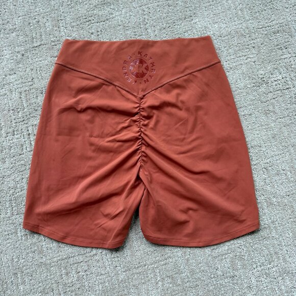 Gymshark x KKFit Crop Top Sports Bra Bike Short & Athletic Shorts in Terra Cotta - Picture 15 of 16